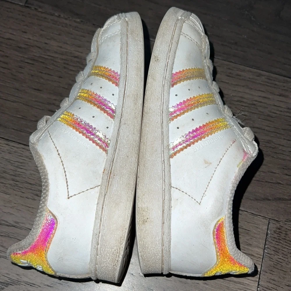Toddler Adidas lace up iridescent sneakers